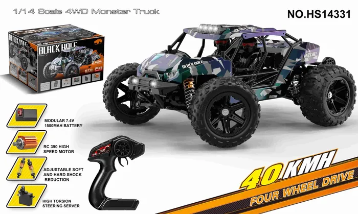 מונסטר טראק - באגי 4X4 מקצועית 1:14 שלט רחוק 2.4G כולל טעינה מהירות 40 קמ"ש -