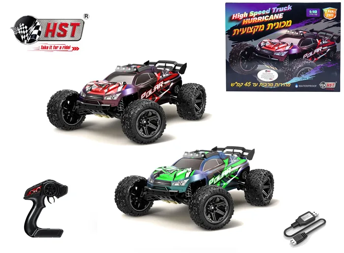 מכונית על שלט רכב מונסטר טראק 1:10 45 קמ"ש hst-104215