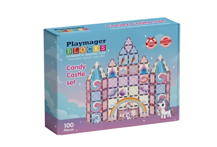 מגנטים 100 חלקים ורוד חד קרן - Playmager