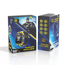 שעון טלפון חכם לילד 4G - שיחות וידאו + החלפת מסכי בית - קידי ווטש - דגם באטמן