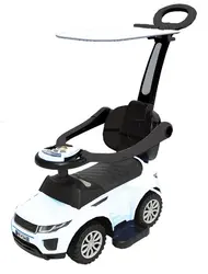 בימבה ג'יפ עם מוט דחיפה להורה 3 ב 1 עם קולות בעברית, צלילים וגגון - לבן I am Toys