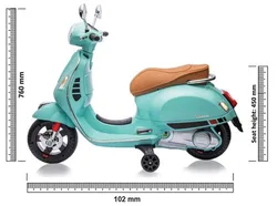 מיני קטנוע ממונע VESPA SUPER GTS 12V-טורקיז IAM TOYS