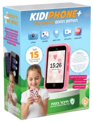 טלפון חכם לילדים KidiPhone Plus ורוד מבית KidiWatch – סמארטפון ילדים תומך 4G עם GPS, שליטה הורית, SOS ואפליקציית הורים