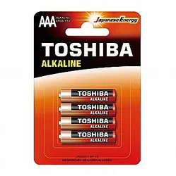 מארז 4 סוללות Toshiba אלקליין AAA דקות