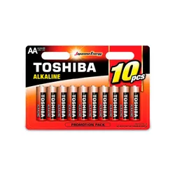 מארז 10 סוללות Toshiba אלקליין AA דקות
