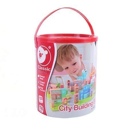 קלאסיק דלי קוביות עץ העיר 120 חלקים - Foxmind Classic