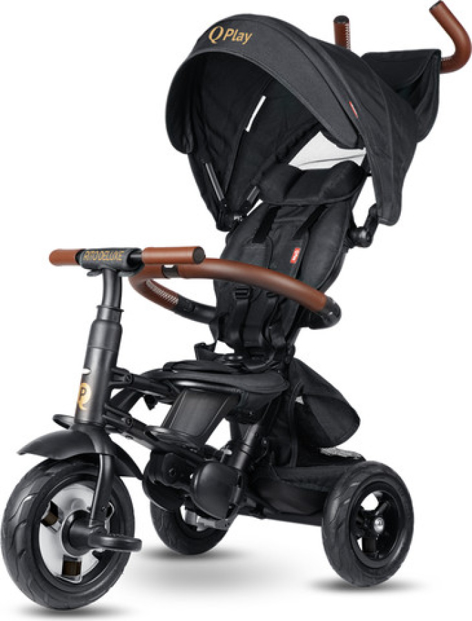 תלת אופן מתקפל RITO DELUXE ריטו דלוקס לפעוטות עם ידית הורים | יוקרתי צבע שחור